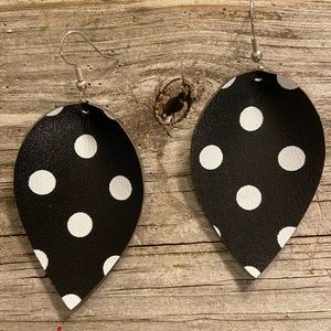 Faux leather leaf earrings